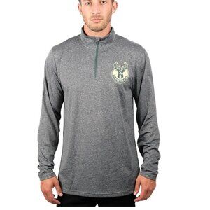 Ultra Game NBA Milwaukee Bucks Super Soft Quarter Zip Long Sleeve T-Shirt